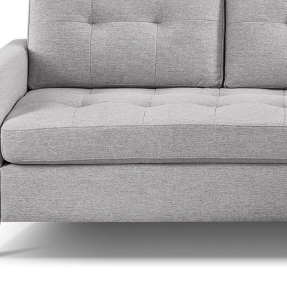 87" Light Gray Polyester Blend Sofa With Ottoman With Natural Legs HomeRoots