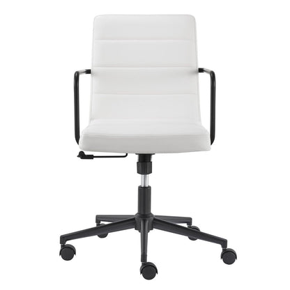 White and Black Steel and Faux Leather Adjustable Swivel Rolling Office Chair HomeRoots