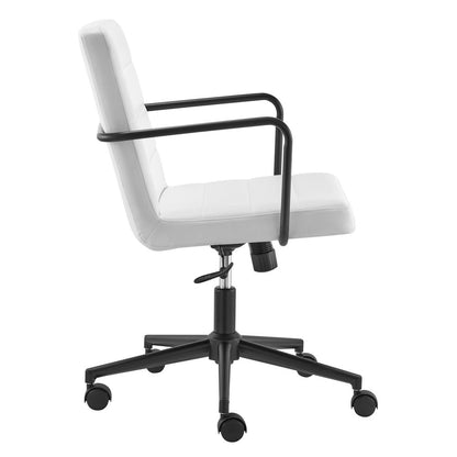 White and Black Steel and Faux Leather Adjustable Swivel Rolling Office Chair HomeRoots