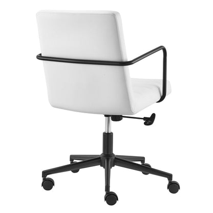 White and Black Steel and Faux Leather Adjustable Swivel Rolling Office Chair HomeRoots