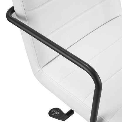 White and Black Steel and Faux Leather Adjustable Swivel Rolling Office Chair HomeRoots