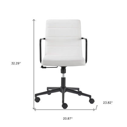White and Black Steel and Faux Leather Adjustable Swivel Rolling Office Chair HomeRoots
