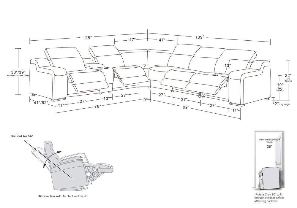 Beige Italian Leather Power Reclining Curved Seven Piece Corner Sectional With Console HomeRoots