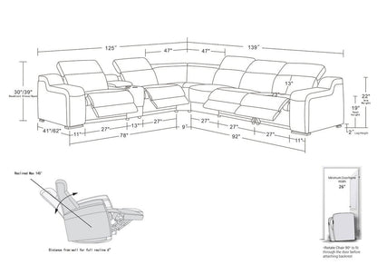 Beige Italian Leather Power Reclining Curved Seven Piece Corner Sectional With Console HomeRoots
