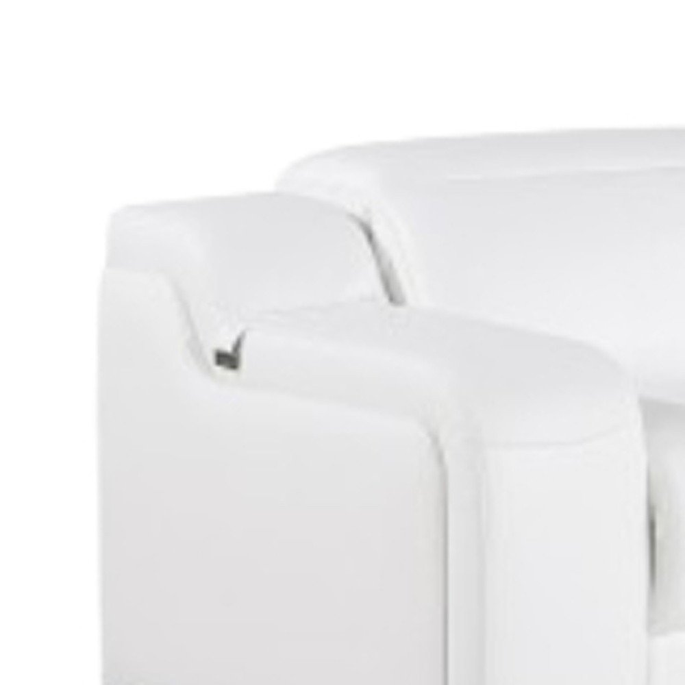 White Italian Leather Power Reclining L Shaped Five Piece Corner Sectional HomeRoots