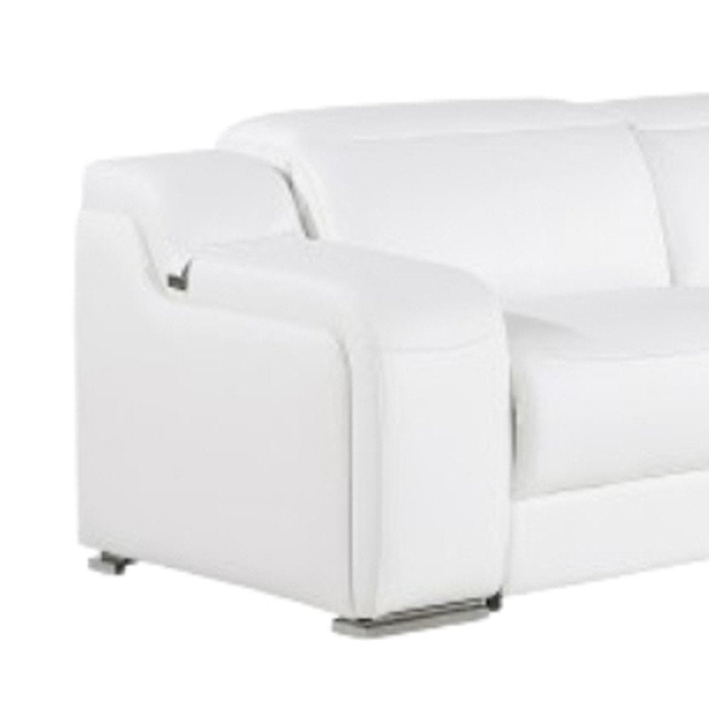 White Italian Leather Power Reclining L Shaped Five Piece Corner Sectional HomeRoots