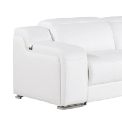 White Italian Leather Power Reclining L Shaped Five Piece Corner Sectional HomeRoots