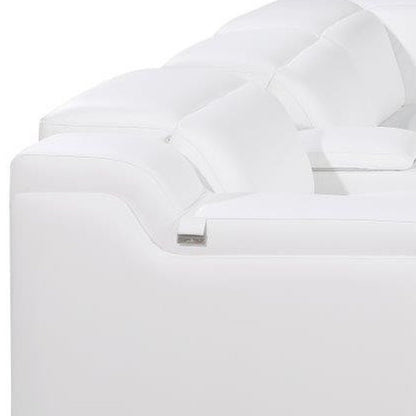 White Italian Leather Power Reclining L Shaped Six Piece Corner Sectional With Console HomeRoots