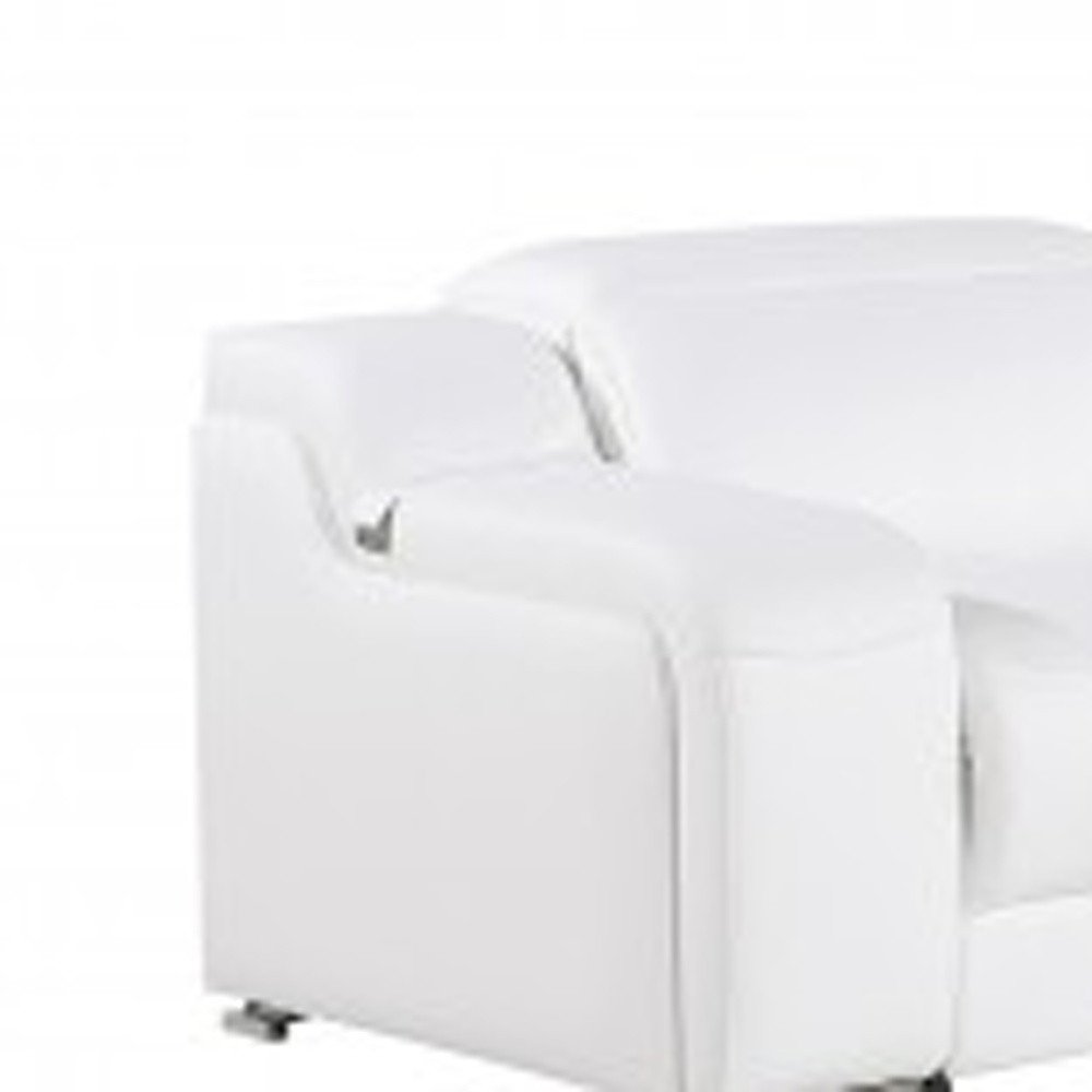 White Italian leather 4 power reclining seats L shaped Seven Piece Corner Sectional With Console HomeRoots
