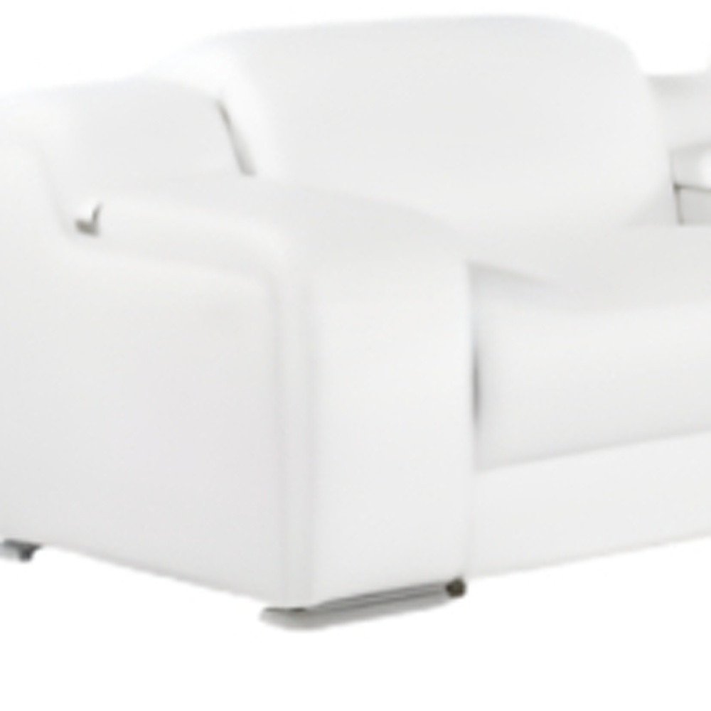 White Italian Leather 3 Power Reclining L Shaped Eight Piece Corner Sectional With Console HomeRoots
