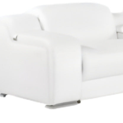 White Italian Leather 3 Power Reclining L Shaped Eight Piece Corner Sectional With Console HomeRoots
