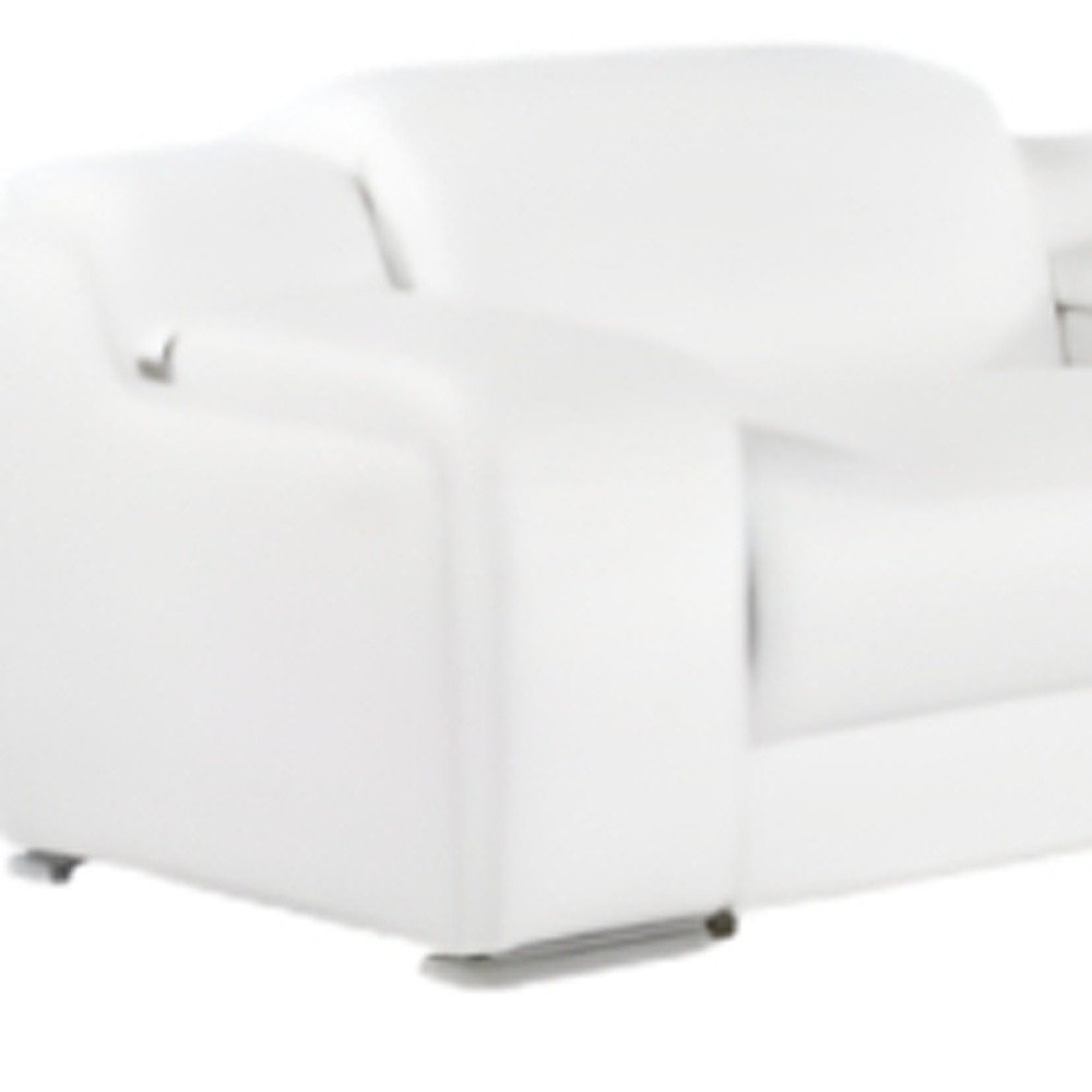 White Italian Leather 4 Power Reclining L Shaped Eight Piece Corner Sectional With Console HomeRoots