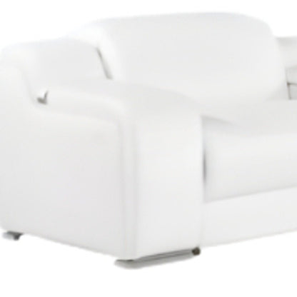 White Italian Leather 4 Power Reclining L Shaped Eight Piece Corner Sectional With Console HomeRoots