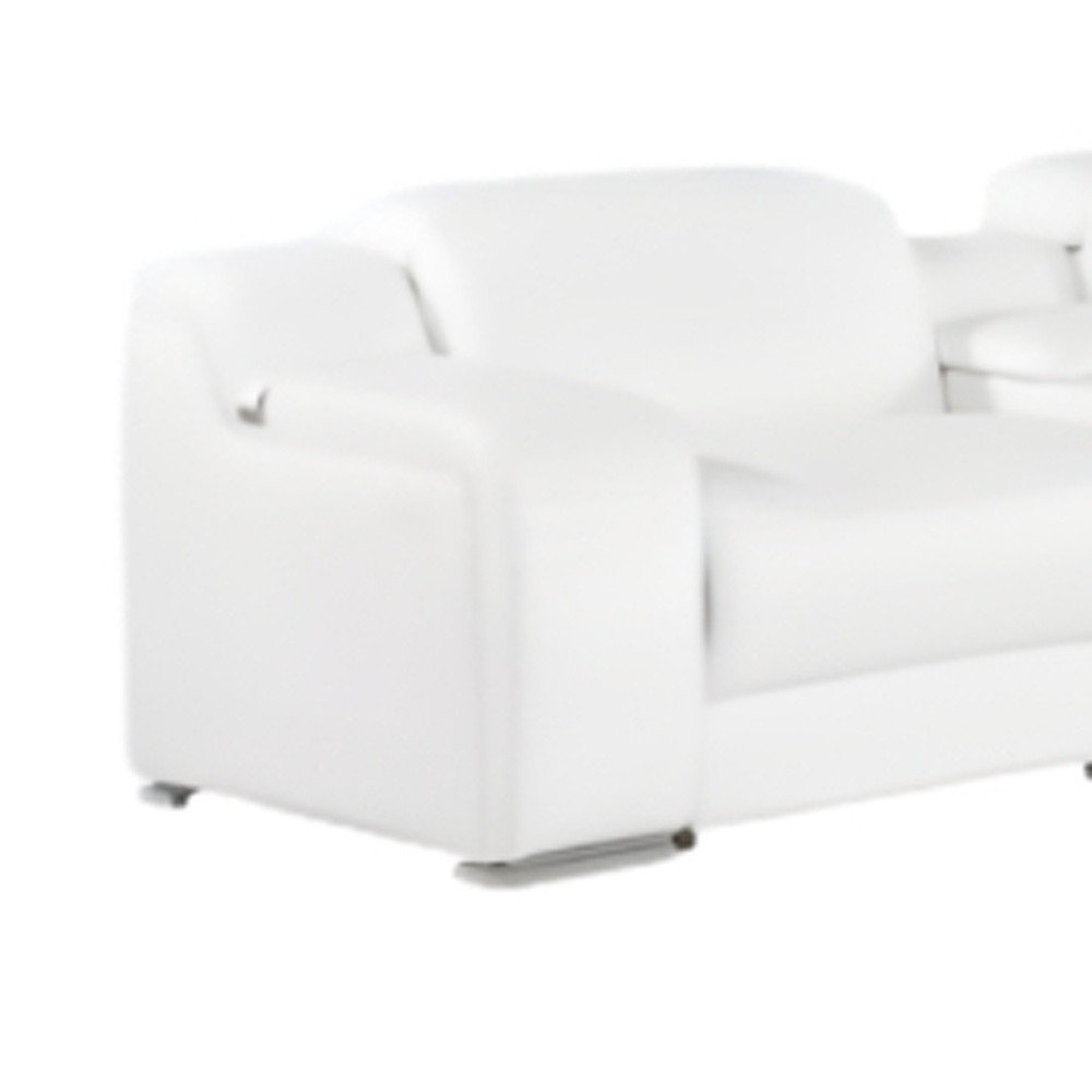 White Italian Leather 4 Power Reclining L Shaped Eight Piece Corner Sectional With Console HomeRoots