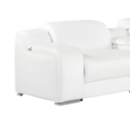 White Italian Leather 4 Power Reclining L Shaped Eight Piece Corner Sectional With Console HomeRoots