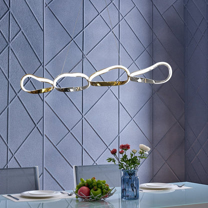 Gold And Silver Unique Statement Four Light Metal LED Dimmable Chandelier HomeRoots