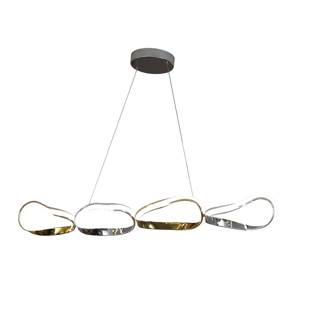 Gold And Silver Unique Statement Four Light Metal LED Dimmable Chandelier HomeRoots