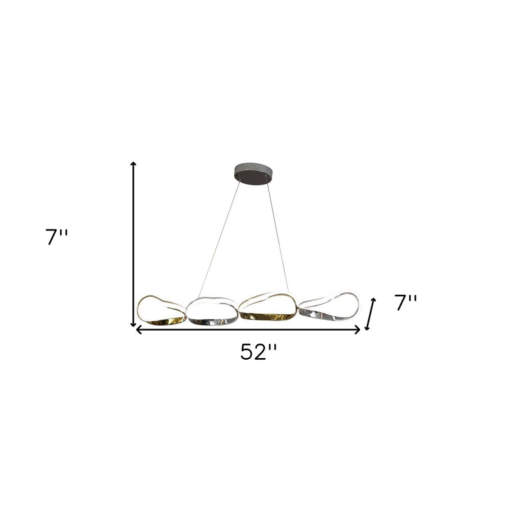 Gold And Silver Unique Statement Four Light Metal LED Dimmable Chandelier HomeRoots