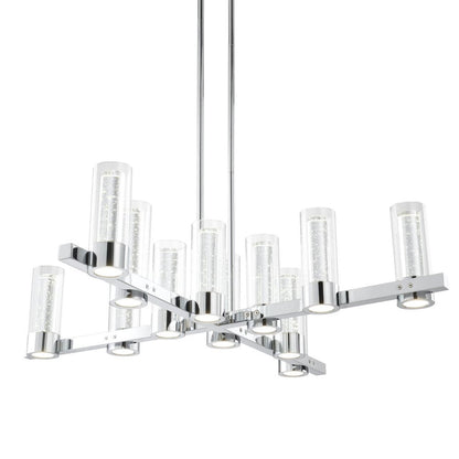 Silver And Clear Candle Style Twelve Light Transparent Metal LED Dimmable Chandelier With Clear Shades HomeRoots