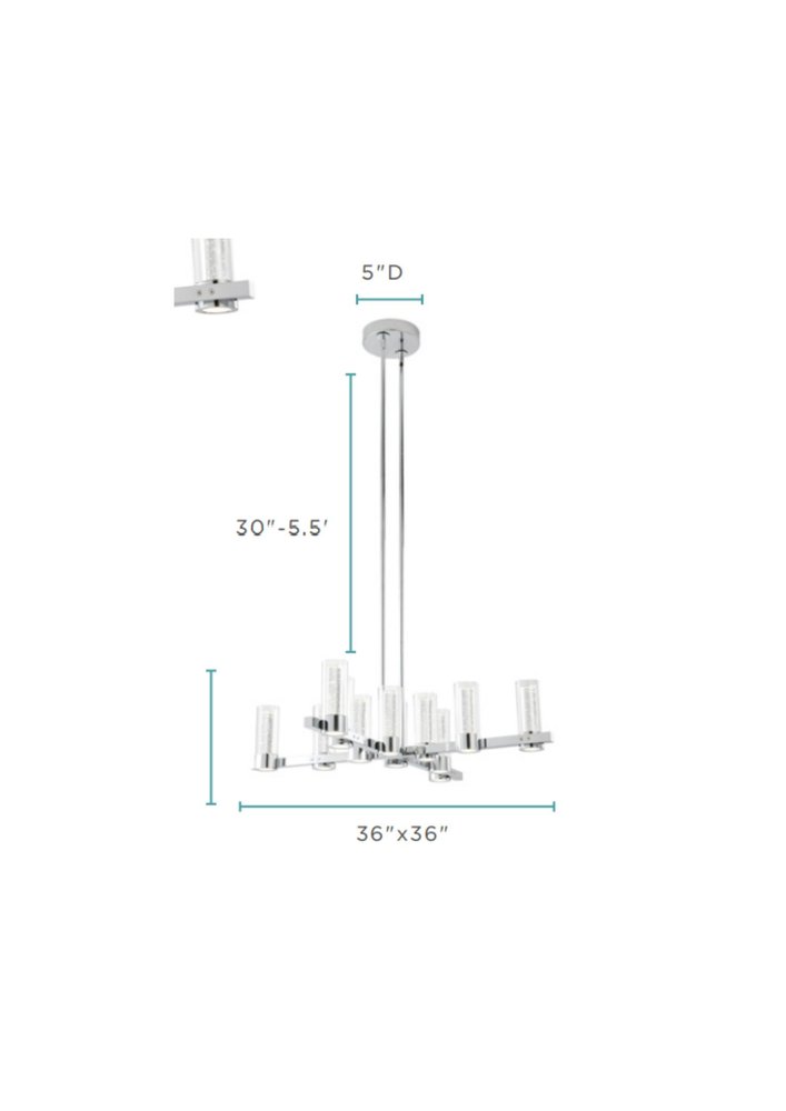 Silver And Clear Candle Style Twelve Light Transparent Metal LED Dimmable Chandelier With Clear Shades HomeRoots