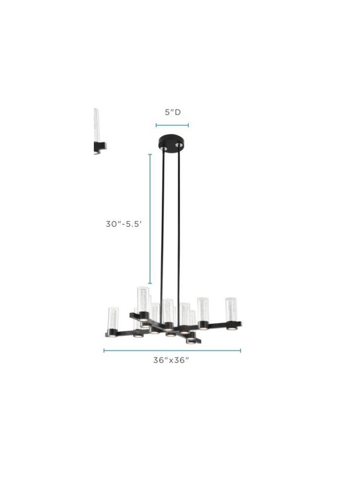 Black And Clear Candle Style Twelve Light Transparent Metal LED Dimmable Chandelier With Clear Shades HomeRoots
