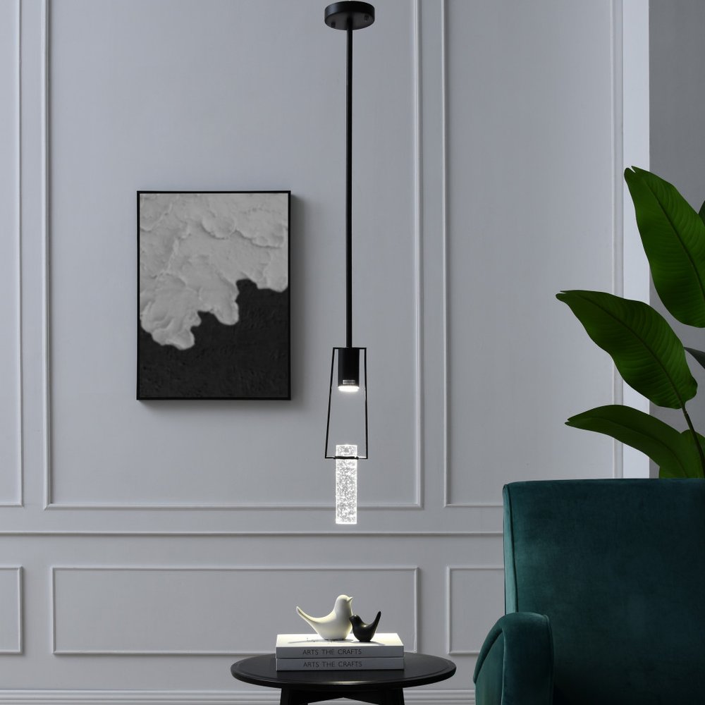 Black And Clear Transparent Metal LED Dimmable Chandelier With Clear Shades HomeRoots