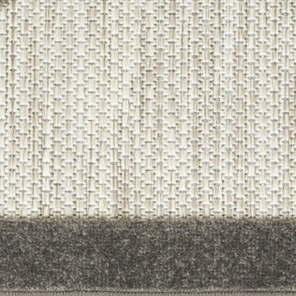 12' Beige And Charcoal Floral Indoor Outdoor Runner Rug HomeRoots