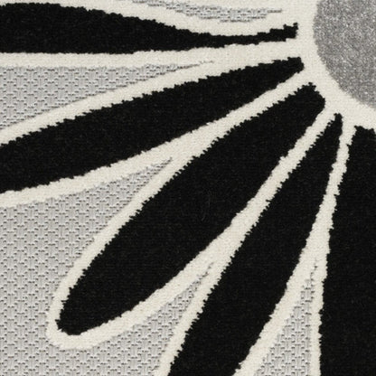 12' Black And White Floral Indoor Outdoor Runner Rug HomeRoots