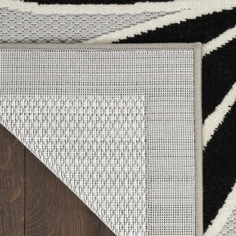 12' Black And White Floral Indoor Outdoor Runner Rug — view 7