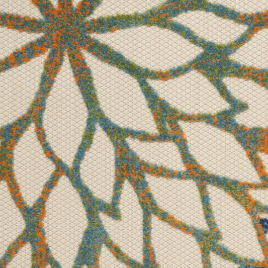 5' X 8' Blue And Green Floral Indoor Outdoor Area Rug