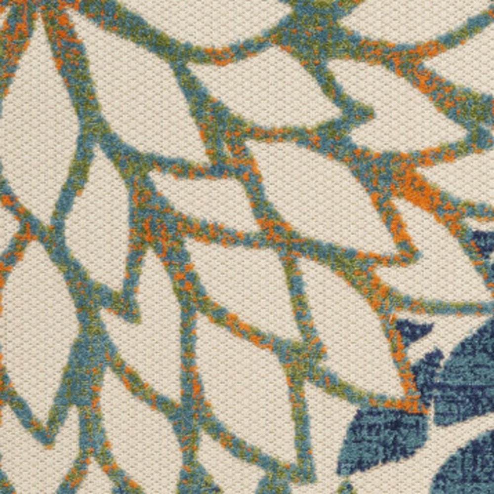 4' X 6' Blue And Green Floral Indoor Outdoor Area Rug — view 2