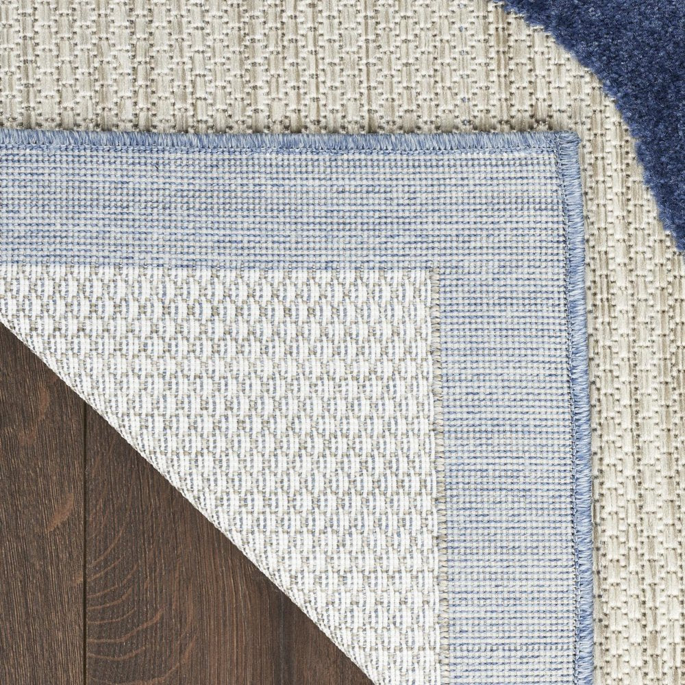 8' Blue And Gray Floral Indoor Outdoor Runner Rug — view 7
