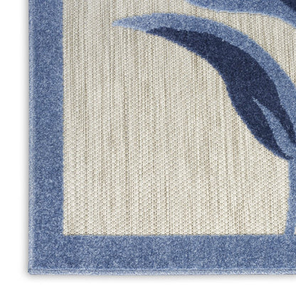 12' Blue And Gray Floral Indoor Outdoor Runner Rug HomeRoots