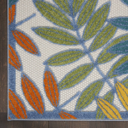 3' X 5' Ivory Yellow Orange Green And Blue Palm Leaf Indoor Outdoor Area Rug HomeRoots