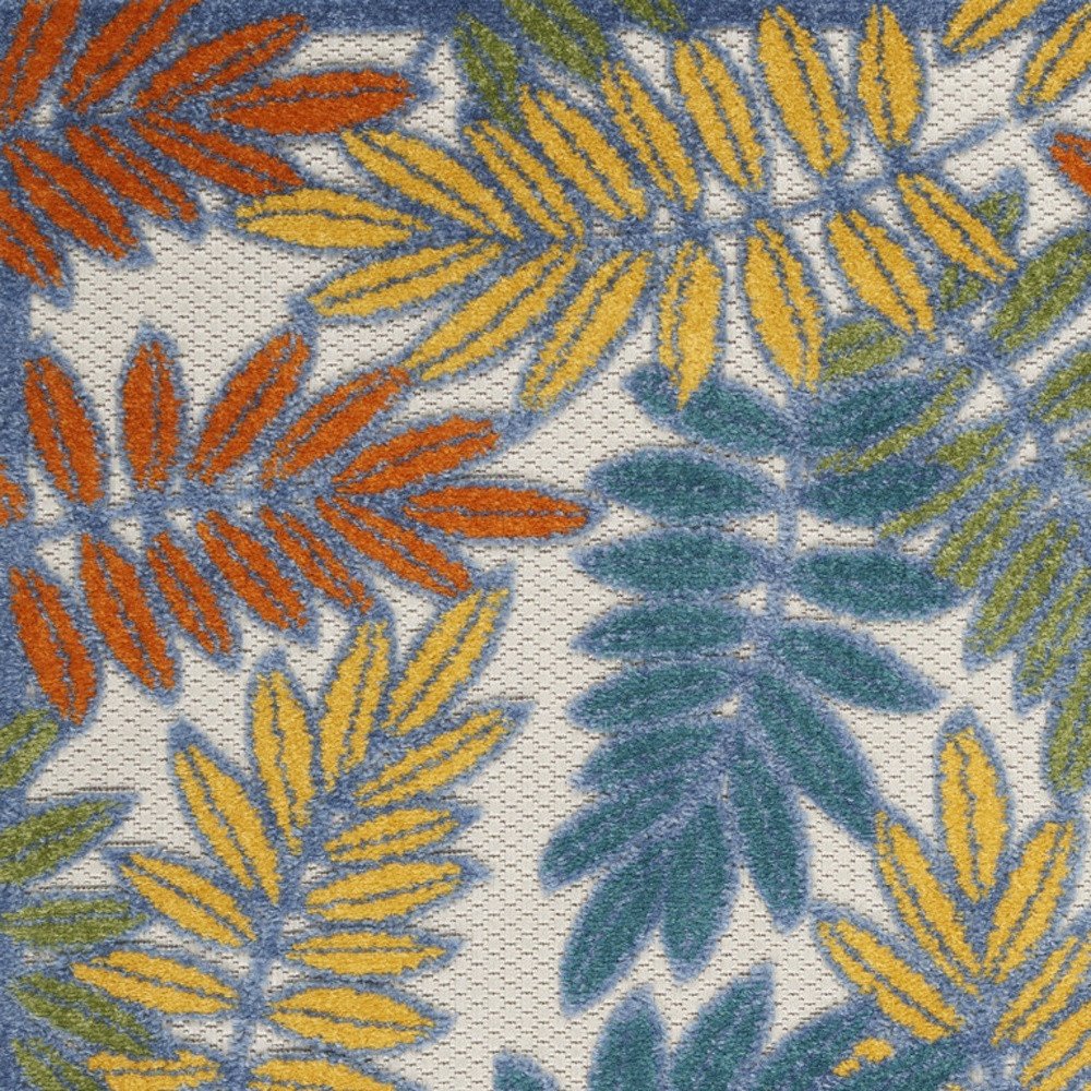 3' X 5' Ivory Yellow Orange Green And Blue Palm Leaf Indoor Outdoor Area Rug — view 2