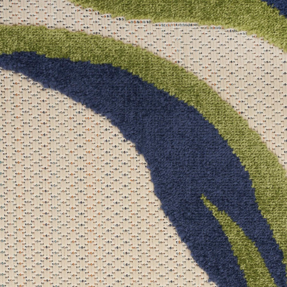 12' X 15' Ivory Blue And Orange Floral Indoor Outdoor Area Rug — view 11