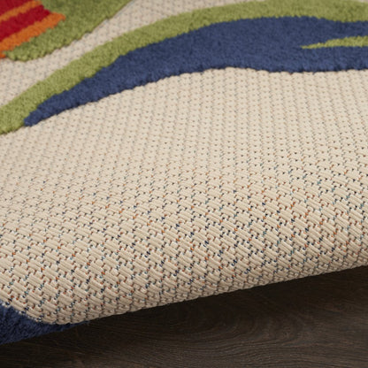 12' X 15' Ivory Blue And Orange Floral Indoor Outdoor Area Rug HomeRoots