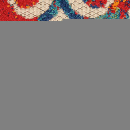 10' X 14' Ivory Blue Orange Green And Red Medallion Indoor Outdoor Area Rug HomeRoots