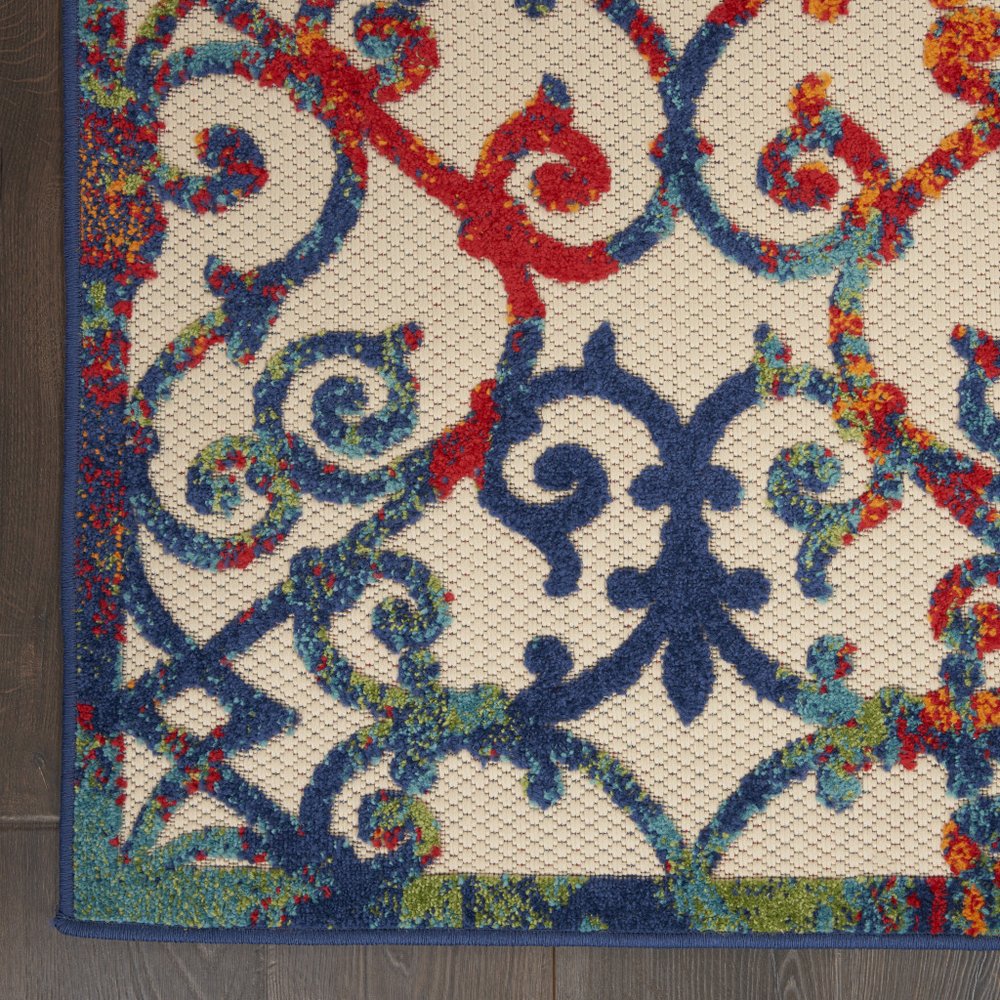 10' X 14' Ivory Blue Orange Green And Red Medallion Indoor Outdoor Area Rug HomeRoots