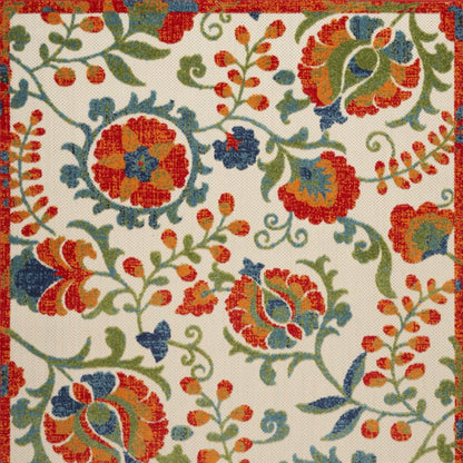4' X 6' Red Gold Green And Teal Blue Floral Indoor Outdoor Area Rug HomeRoots