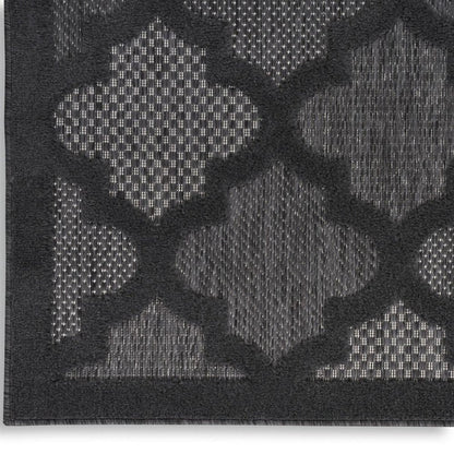 10' Charcoal And Black Trellis Indoor Outdoor Runner Rug HomeRoots
