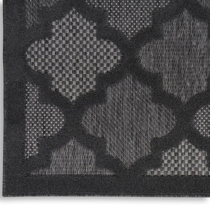 10' Charcoal And Black Trellis Indoor Outdoor Runner Rug