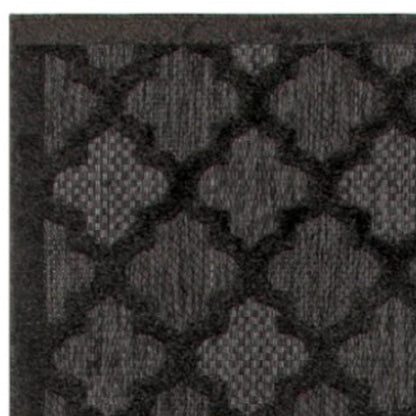 12' Charcoal And Black Trellis Indoor Outdoor Runner Rug HomeRoots