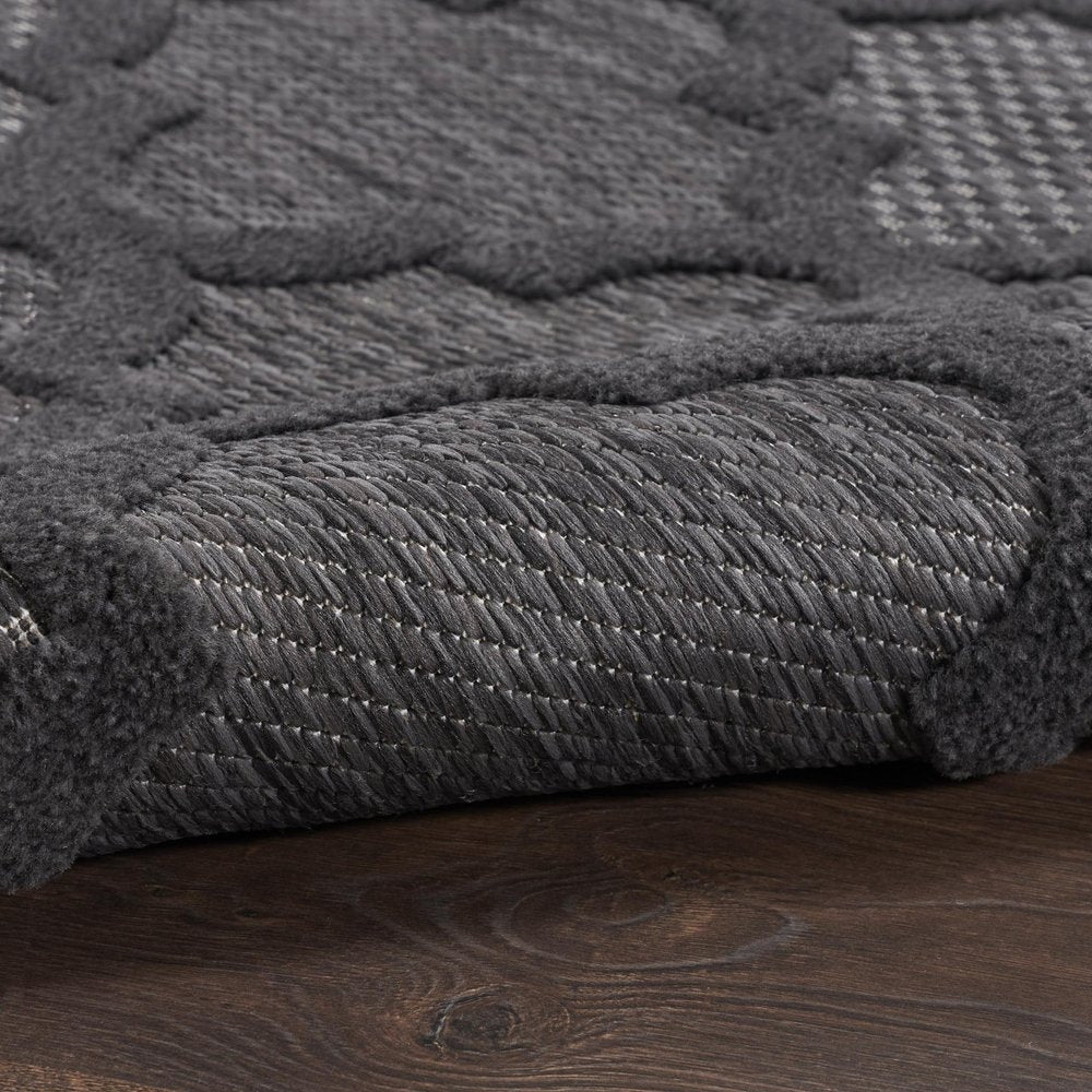 16' Charcoal And Black Trellis Indoor Outdoor Runner Rug — view 4