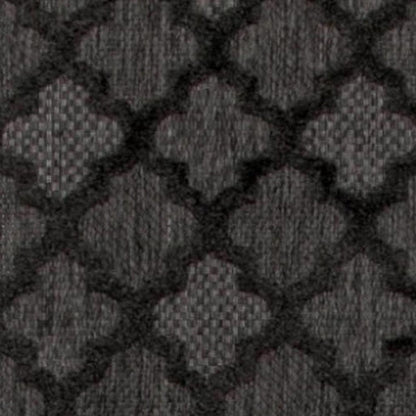 16' Charcoal And Black Trellis Indoor Outdoor Runner Rug HomeRoots