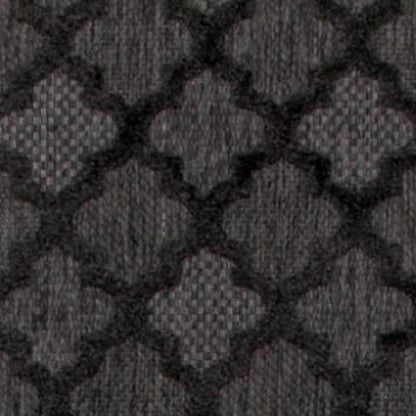 20' Charcoal And Black Trellis Indoor Outdoor Runner Rug HomeRoots