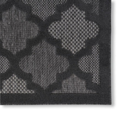 6' Charcoal And Black Trellis Indoor Outdoor Runner Rug HomeRoots