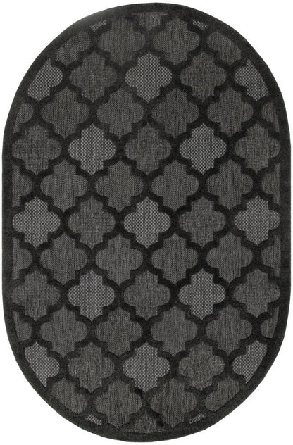 6' X 9' Charcoal And Black Trellis Indoor Outdoor Area Rug HomeRoots