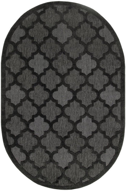 6' X 9' Charcoal And Black Trellis Indoor Outdoor Area Rug HomeRoots
