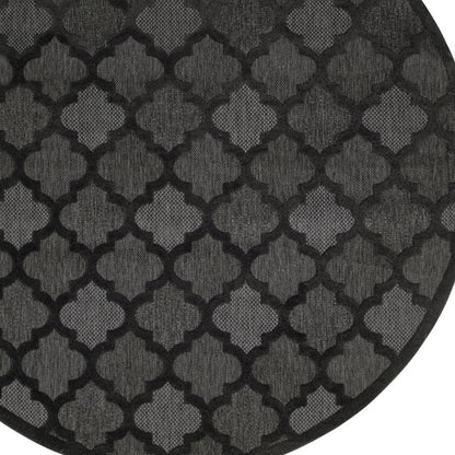 8' Charcoal And Black Round Trellis Indoor Outdoor Area Rug HomeRoots